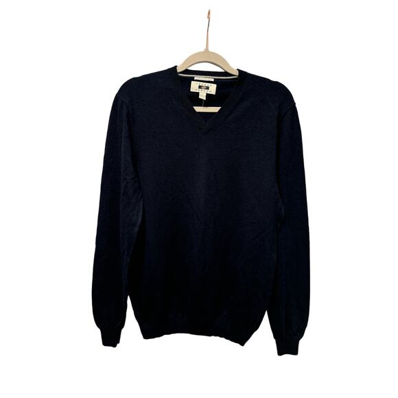 Joseph Abboud Extra Fine Merino Wool V Neck Long Sleeve Navy Sweater Men's L - Picture 1 of 7